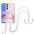 For Samsung Galaxy A05s Electroplating Marble Dual-side IMD Phone Case with Lanyard(Rose Gold 005)