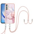 For Samsung Galaxy A25 5G Electroplating Marble Dual-side IMD Phone Case with Lanyard(Rose Gold 005)