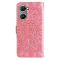 For vivo Y03 4G Embossed Sunflower Leather Phone Case(Rose Gold)