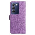 For vivo Y100 IDN / Y200e 5G Global Embossed Sunflower Leather Phone Case(Purple)