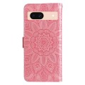 For Google Pixel 8a Embossed Sunflower Leather Phone Case(Rose Gold)