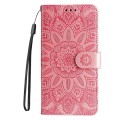 For Google Pixel 9 Embossed Sunflower Leather Phone Case(Rose Gold)