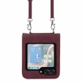 For Samsung Galaxy Z Flip5 5G Crossbody 3D Embossed Flip Leather Phone Case(Wine Red)