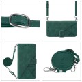 For Samsung Galaxy A05s Crossbody 3D Embossed Flip Leather Phone Case(Dark Green)