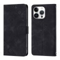 For iPhone 16 Pro Max Skin-feel Embossed Leather Phone Case(Black)