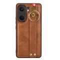 For vivo iQOO Neo9 Pro Wristband Leather Back Phone Case(Brown)