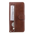 For vivo Y03 4G Fashion Calf Texture Zipper Leather Phone Case(Brown)
