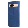 For Google Pixel 8a Fashion Calf Texture Zipper Leather Phone Case(Blue)