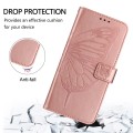 For iPhone 16 Plus Embossed Butterfly Leather Phone Case(Rose Gold)