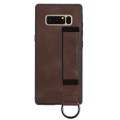 For Samsung Galaxy Note8 Wristband Holder Leather Back Phone Case(Coffee)