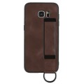 For Samsung Galaxy S7 Edge Wristband Holder Leather Back Phone Case(Coffee)