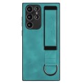 For Samsung Galaxy S22 Ultra 5G Wristband Holder Leather Back Phone Case(Green)