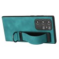 For Samsung Galaxy S22 Ultra 5G Wristband Holder Leather Back Phone Case(Green)