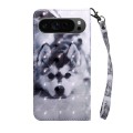 For Google Pixel 9 3D Painted Pattern Leather Phone Case(Husky)