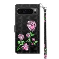For Google Pixel 9 Pro 3D Painted Pattern Leather Phone Case(Rose)