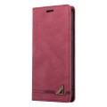 For Samsung Galaxy A03s Skin Feel Anti-theft Brush Horizontal Flip Leather Case with Holder(Wine Red