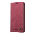 For Samsung Galaxy A53 5G Skin Feel Anti-theft Brush Horizontal Flip Leather Case with Holder(Wine R