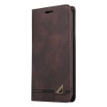 For Samsung Galaxy A22 4G Skin Feel Anti-theft Brush Horizontal Flip Leather Case with Holder(Brown)