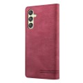 For Samsung Galaxy A24 5G Skin Feel Anti-theft Brush Horizontal Flip Leather Case with Holder(Wine R