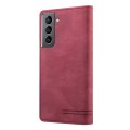 For Samsung Galaxy S21 5G Skin Feel Anti-theft Brush Horizontal Flip Leather Case with Holder(Wine R