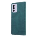 For Samsung Galaxy S21 FE 5G Skin Feel Anti-theft Brush Horizontal Flip Leather Case with Holder(Blu