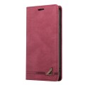 For Samsung Galaxy S21+ 5G Skin Feel Anti-theft Brush Horizontal Flip Leather Case with Holder(Wine