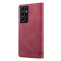 For Samsung Galaxy S21 Ultra 5G Skin Feel Anti-theft Brush Horizontal Flip Leather Case with Holder(