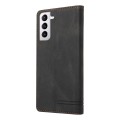 For Samsung Galaxy S22 5G Skin Feel Anti-theft Brush Horizontal Flip Leather Case with Holder(Black)
