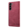 For Samsung Galaxy S23 5G Skin Feel Anti-theft Brush Horizontal Flip Leather Case with Holder(Wine R