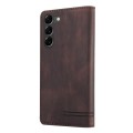 For Samsung Galaxy S23 5G Skin Feel Anti-theft Brush Horizontal Flip Leather Case with Holder(Brown)