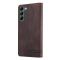 For Samsung Galaxy S23+ 5G Skin Feel Anti-theft Brush Horizontal Flip Leather Case with Holder(Brown