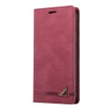 For Samsung Galaxy S24+ 5G Skin Feel Anti-theft Brush Horizontal Flip Leather Case with Holder(Wine