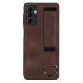 For Samsung Galaxy A34 Wristband Holder Leather Back Phone Case(Coffee)