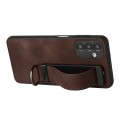For Samsung Galaxy A34 Wristband Holder Leather Back Phone Case(Coffee)