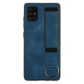 For Samsung Galaxy A41 Wristband Holder Leather Back Phone Case(Royal Blue)