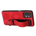 For Samsung Galaxy A52 5G Wristband Holder Leather Back Phone Case(Red)