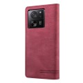 For Xiaomi 13T Skin Feel Anti-theft Brush Horizontal Flip Leather Case with Holder(Wine Red)