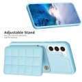 For Samsung Galaxy S21+ 5G Grid Card Slot Holder Phone Case(Blue)