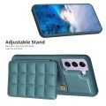 For Samsung Galaxy S22 5G Grid Card Slot Holder Phone Case(Green)