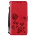 For Honor 90 Lite Rose Embossed Flip PU Leather Phone Case(Red)