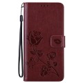 For Honor X9a / Magic 5 Lite Rose Embossed Flip PU Leather Phone Case(Brown)