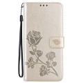 For Xiaomi Redmi Note 13 4G Rose Embossed Flip PU Leather Phone Case(Gold)