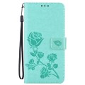 For Xiaomi Redmi Note 13 4G Rose Embossed Flip PU Leather Phone Case(Green)
