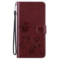 For Xiaomi Redmi Note 13 5G Rose Embossed Flip PU Leather Phone Case(Brown)