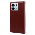 For Xiaomi Redmi Note 13 5G Rose Embossed Flip PU Leather Phone Case(Brown)