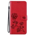 For Xiaomi Redmi Note 13 5G Rose Embossed Flip PU Leather Phone Case(Red)
