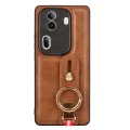 For OPPO Reno11 Pro Wristband Leather Back Phone Case(Brown)