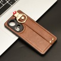For OPPO Reno11 5G Global Wristband Leather Back Phone Case(Brown)