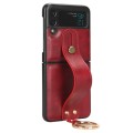For Samsung Galaxy Z Flip3 5G Wristband Leather Back Phone Case(Red)