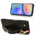 For Samsung Galaxy A05s 4G Wristband Leather Back Phone Case(Black)